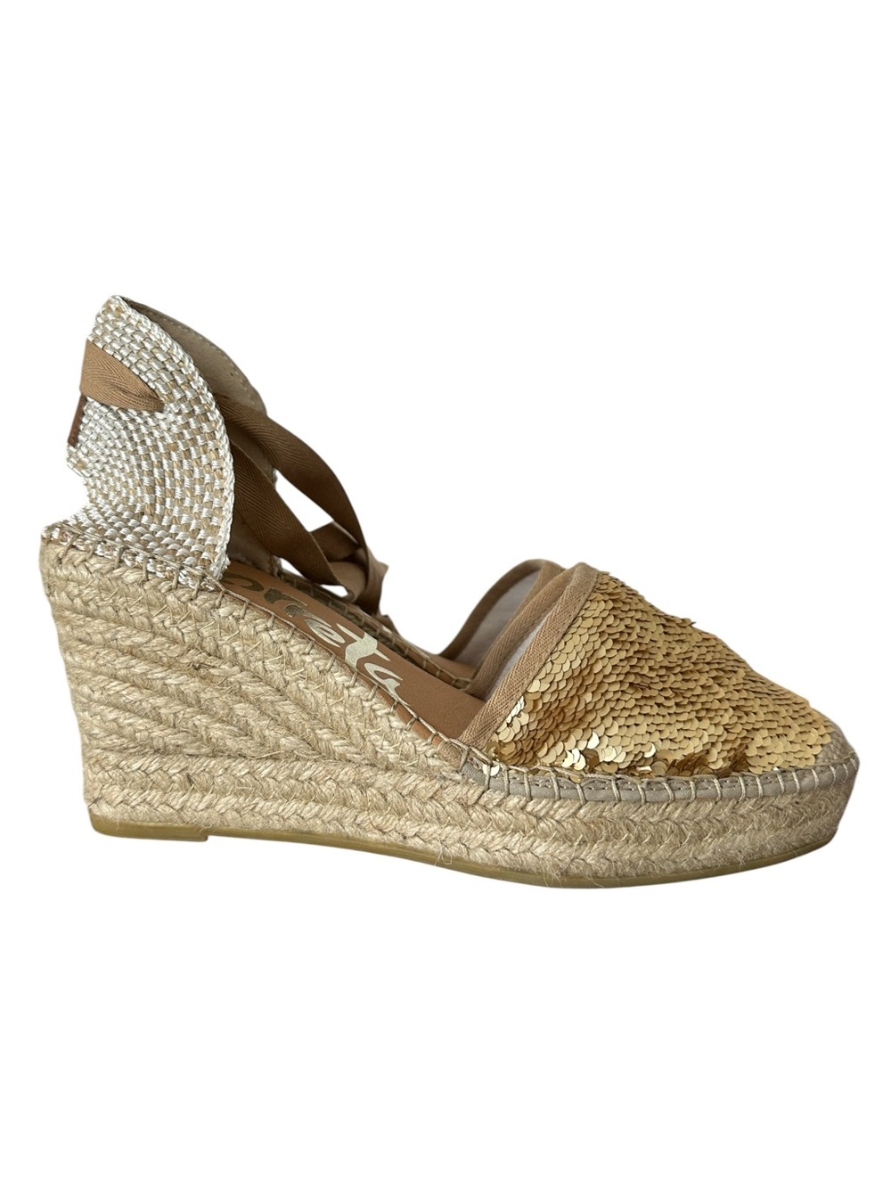 Vidoretta Gold Sequin Embellished Platform Espadrilles Bohemian Bling EU Size 41